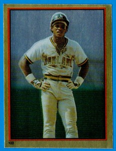 1983 Topps Sticker Foil RICKEY HENDERSON Card # 103 (ex) Oakland Athletics