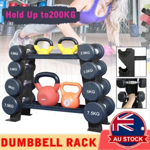 Compact Solid Metal Kettlebell Dumbbell Rack Storage Stand Home Gym Black 200KGA - Picture 1 of 12