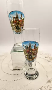 Munchen Germany Large Beer Stein Glass Weinberg Reiseandenken set of two - Picture 1 of 9