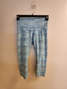 Lululemon sportliche Trainingsleggings Hose Gr. 8 blau türkis Streifen - Bild 1 von 11