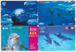LOT de 4 cartes JAPON - ANIMAL - DAUPHIN - DOLPHIN JAPAN prepaid ticket cards 21 - Picture 1 of 1