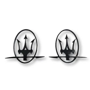 Para 2 piezas Maserati Logo Lateral Pilar C Emblemas Levante Ghibli Grecale Negro Brillante - Imagen 1 de 1