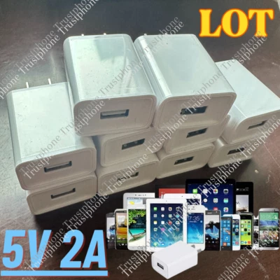 Lote a granel 5V 2A puerto USB Jack cargador de pared 5 voltios v 2 amperios adaptador de corriente alterna a CC Foto 1 de 4