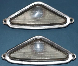 OEM 1953 1954 1955 Corvette stainless license plate lights, bezels and lenses - Imagen 1 de 7