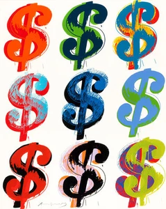 Dollars A2 by Andy Warhol High Quality Canvas Art Print - Picture 1 of 1