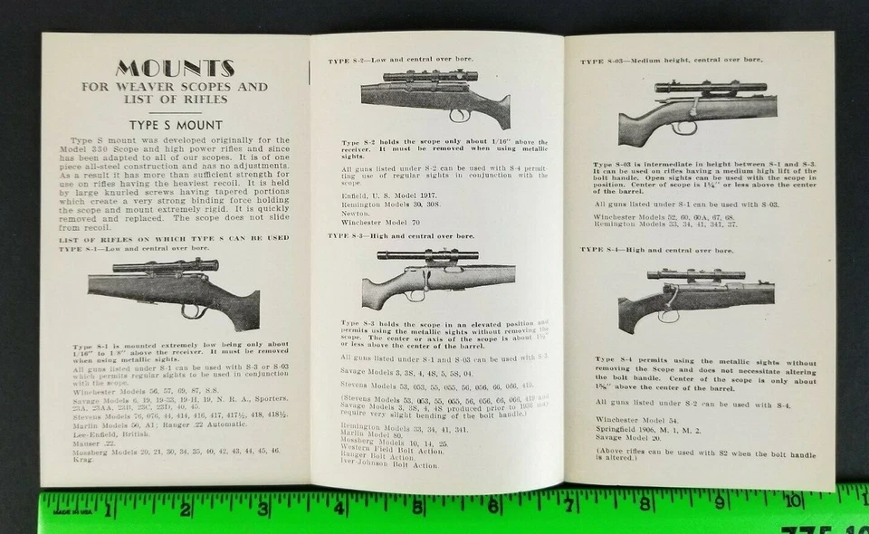 Винтажные охотничьи складные крепления для винтовки Weaver 1940-е брошюра Эль-Пасо Техас - Изображение 1 из 3
