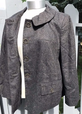 Ann Taylor Loft 12 Blazer Jacket 3/4 Sleeves Black Wool Blend Very Soft - Image 1 of 4