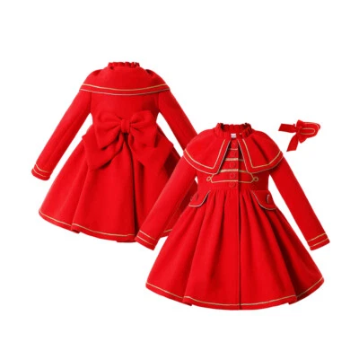 Girls Christmas Dress Coat Winter Party Parka Jacket Casual Outwear Age 2-12Year - Image 1 of 4