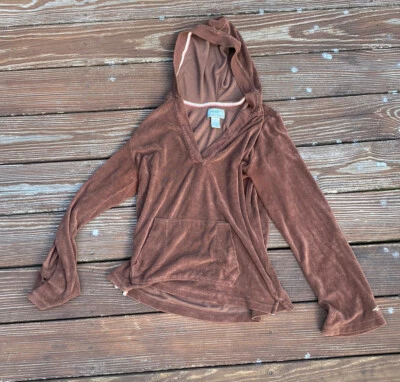 Horny Toad Flexel Brown Pullover Hoodie Sweater Pocket Medium - Image 1 of 3