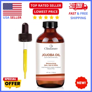 Pure Jojoba Oil 4oz Organic Cold-Pressed Moisturizing Oil for Skin Hair & Scalp - Picture 1 of 8