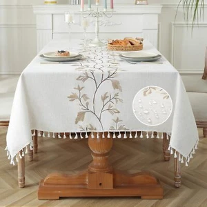 Table Cloth Rectangle Table Heavy Duty Cotton Linen Waterproof Tablecloths Farmh - Picture 1 of 6