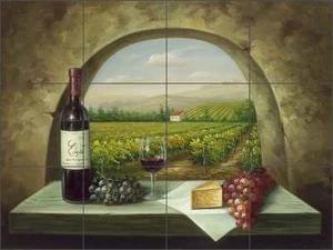 Mural de azulejos de cerámica salpicadero Ching uva vino viñedo arte CHC090 - Imagen 1 de 1