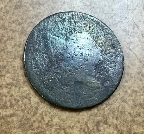 Plain Edge   No Pole  Liberty Cap   Half Cent   Possibly 1795 C-6.   4.4 grams Cover
