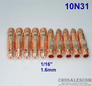 10 pz 10N31 Corpo Collettore per Torcia Saldatura Tig WP-17 WP-18 WP-26 1,6mm 1/16" - Foto 1 di 2