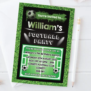 Personalisierte Fußball Geburtstag Party Einladungen Tore Fußball Einladungen Junge x10 - Bild 1 von 2