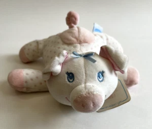 Eden MY FIRST Pink Pig Piggy Pastel Pink Polka Dot Plush Baby Rattle, Vintage - Picture 1 of 5