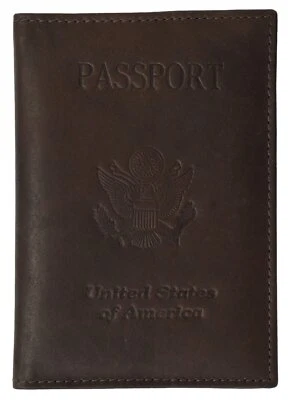 NEW BROWN Leather Embossed US PASSPORT COVER Organizer Travel Wallet ID Holder - Image 1 of 2