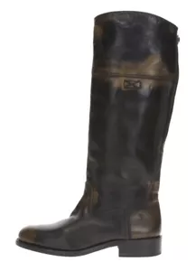 FRYE Damen schwarz braun Leder kniehohe Schlupfstiefel Größe 7 M - Bild 1 von 6