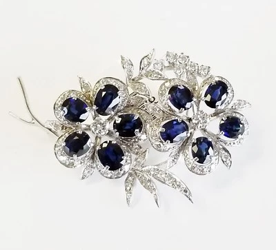 Pin de zafiro de oro macizo de 14 k 6,01 TCW y diamantes totalmente naturales de 2,51 TCW G color VS1 Foto 1 de 3