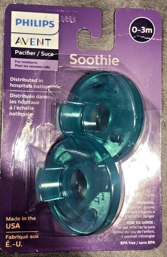 Lot of 2 AVENT SOOTHIE Pacifiers GREEN 0-3 Mo 2 Packs (Total Of 4 ...
