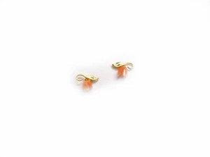 Floral Shaped 14K Coral Stud Pierced Earrings - Picture 1 of 4