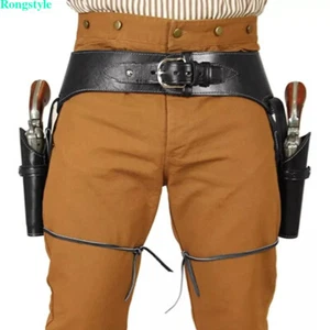 Middle Ages Cowboy Holster Faux Leather Western Gun Holster Pistol Belt Costume - Picture 1 of 17