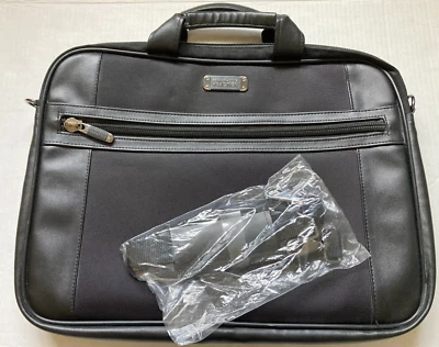 Black Kenneth Cole Reaction R-Tech 17.3 Top Zip Computer Case w/Shoulder Strap - Imagem 1 de 4