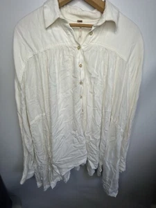 FREE PEOPLE Women’s XS Boho Tunic Shirt Off White Flowy - Picture 1 of 6