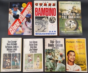 7 Vintage Baseball Paperback Books: Bambino, Clemens, Strawberry, Bonds, Alou ++ - Picture 1 of 3
