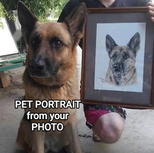 CUSTOM Original DOG PORTRAIT Painting Pet Cat Animal from Photo Different Sizes - Picture 1 of 17