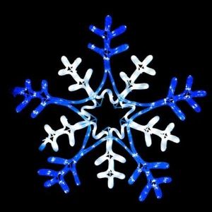 Snowflake Shape Christmas Lights 216 LED Blue And White 9M Rope Xmas Decoration - Picture 1 of 7