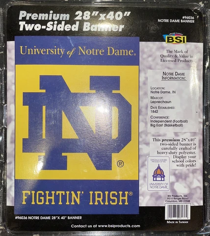 Notre Dame Fighting Irish BSI Double Sided 28" x 40" Banner Flag Cover