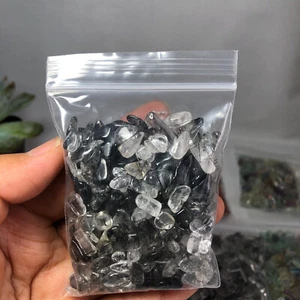 100g Natural Black hair crystal gravel reiki healing fish tank decorations A6223 - Picture 1 of 11