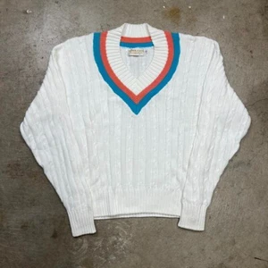 Vintage 80s Wimbledon Cable knit sweater small cricket tennis - Picture 1 of 5