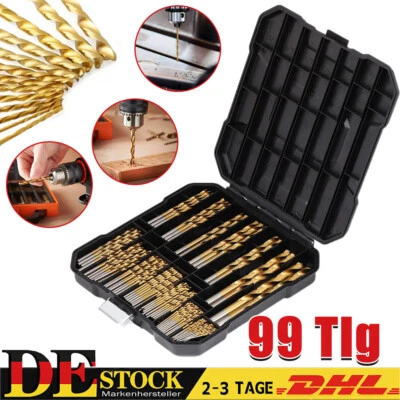 MARKENLOS 99tlg Spiralbohrer Set 1,5-10mm Titan HSS Cobalt Bohrer Metallbohrer Holzbohrer