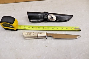 2006 Vintage Bobby Custom Bowie Stag Knife W/ Leather Sheath USA - Picture 1 of 8