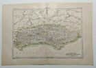 1894 Vintage SUSSEX, UK Atlas Map Old Authentic Antique Encyclopedia Britannica 