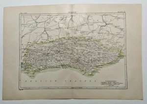 1894 Vintage SUSSEX, UK Atlas Map Old Authentic Antique Encyclopedia Britannica - Picture 1 of 6