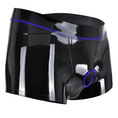 Latex Boxer Shorts for Men,Latex Underwear with Cock Hole-BLUE - Image 1 of 2