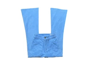 NWOT Hammies Retro Vintage Bell Bottom Corduroy Pants Blue Size 24 Women - Picture 1 of 10