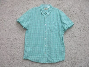 Hollister Button Up Shirt Large Adult Green Gingham Plaid Short Sleeve Mens L - Picture 1 of 9