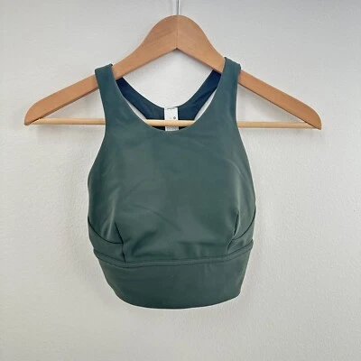 Sujetador deportivo de entrenamiento Lululemon Wunder Train Longline gris eucalipto talla 2 Foto 1 de 4