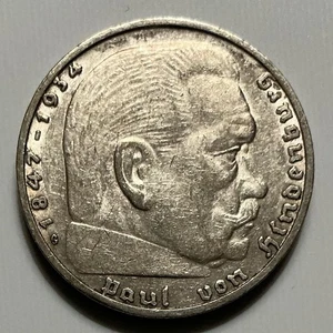 Germany 1935 G 2 Reichsmark, KM#86, Hindenburg - XF - Picture 1 of 2