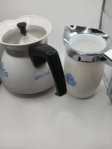 Vtg Corningware 6 Cup Teapot and Creamer Cornflower - Picture 1 of 5