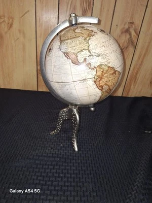 Globo Blanco Vintage 15" Alto con Base Plateada Librería Decoración Foto 1 de 3