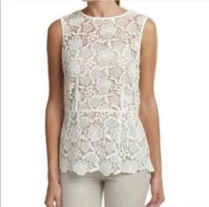 CABI #800 Needle Lace Shell Tank Top w/ Peplum & Exposed Zip XS - Picture 1 of 5