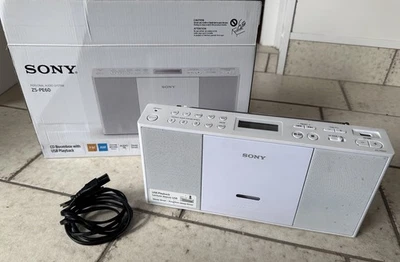 Sony ZS-PE60 CD-Player, Boombox, USB, Radio, Audio-In, Weiß, Tragbar mit OVP - Bild 1 von 4