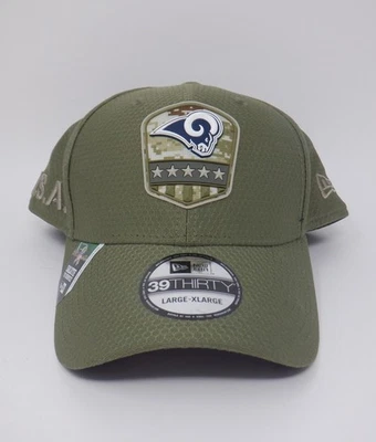 Sombrero verde New Era 39Thirty para hombre L/XL Los Angeles Rams Salute To Service Foto 1 de 4