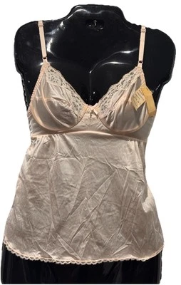 Camisola Vassarette Vintage Brillante Nylon Encaje Borde EE. UU. Talla 32 B Nuevas Etiquetas Foto 1 de 4
