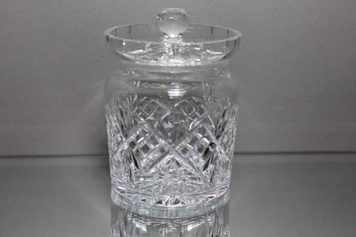 Una (1) tapa de tarro de barril de galletas Waterford Crystal Ashbourne de 6" de alto firmada como nueva Foto 1 de 4